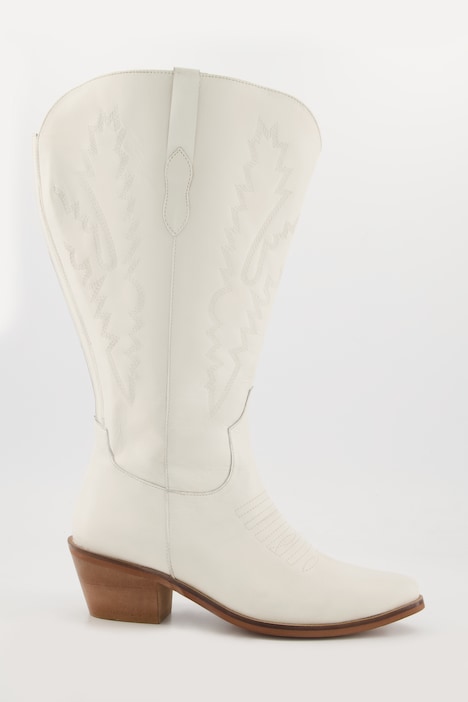 Leder-Cowboystiefel, XXL-Schaft, Westernstiefel, Stickerei, Weite H