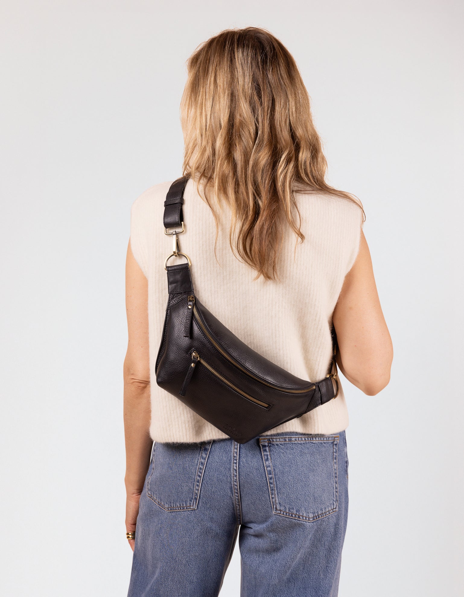 Drew Bum Bag - Black Soft Grain Leather