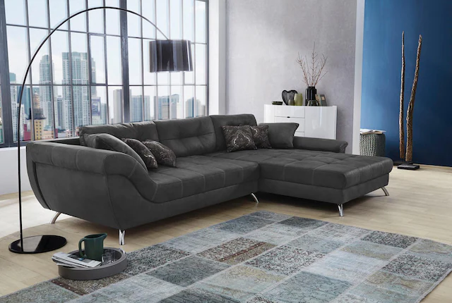 Jockenhöfer Gruppe Ecksofa »San Francisco L-Form« mit eingearbeiteter Kaltschaummatte und Steppung, inklusive Kissen
