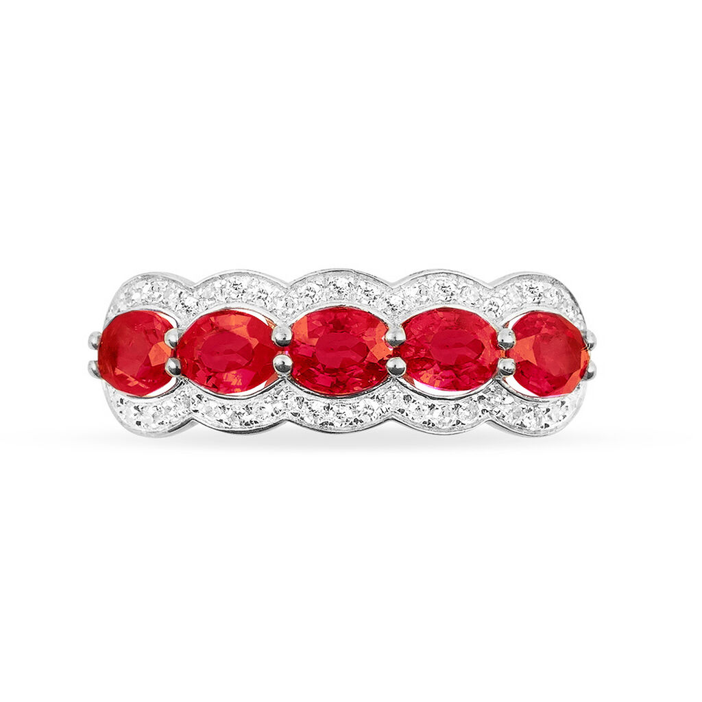 Bague Margaux Or Blanc Rubis Et Diamant