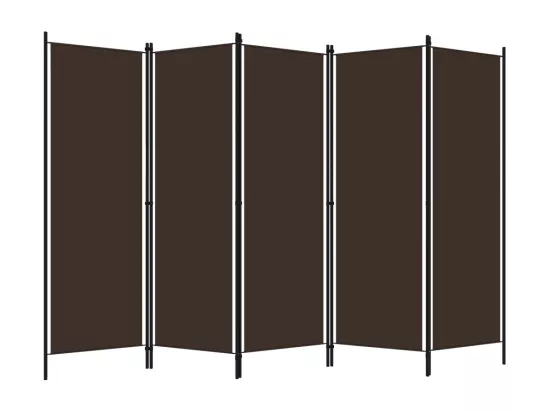 Cloison de séparation 5 panneaux Marron 250x180 cm