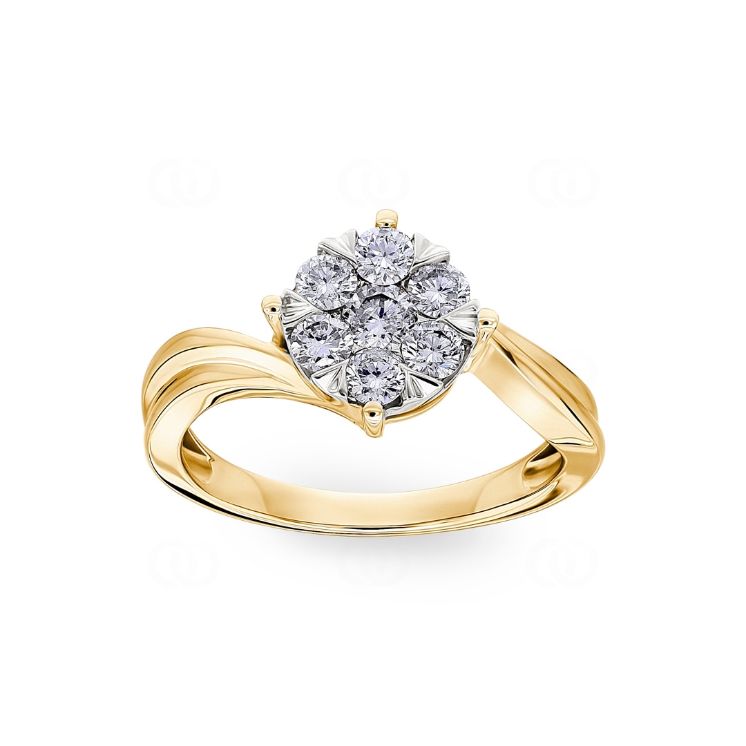 Verlobungsring 750/18 K Gelbgold mit Diamanten 0.50 ct H/si