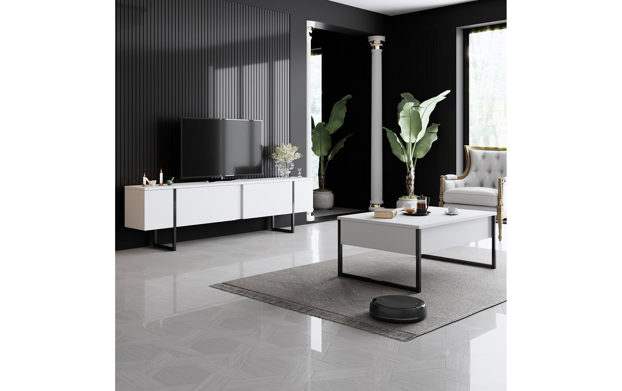 Couchtisch Luxe 90 x 60 x 40 cm, Schwarz/Weiss<br>Wohnzimmertisch