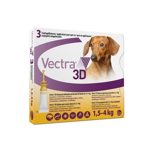 Vectra 3D Antiparasitário Cão 1,5kg - 4Kg 3 Pipetas