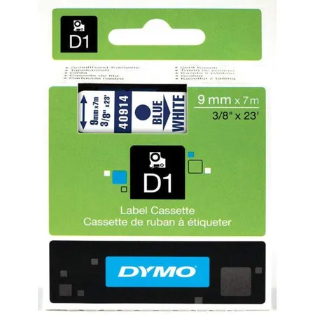 Dymo D1 Schriftband, blau auf weiß, 9 mm x 7 m