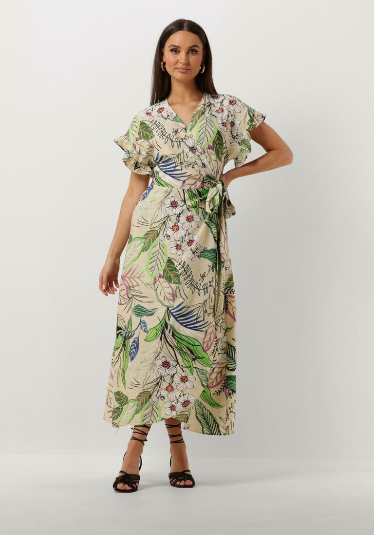 JANSEN AMSTERDAM zand jansen amsterdam maxi jurk wb566 printed wrap long dress