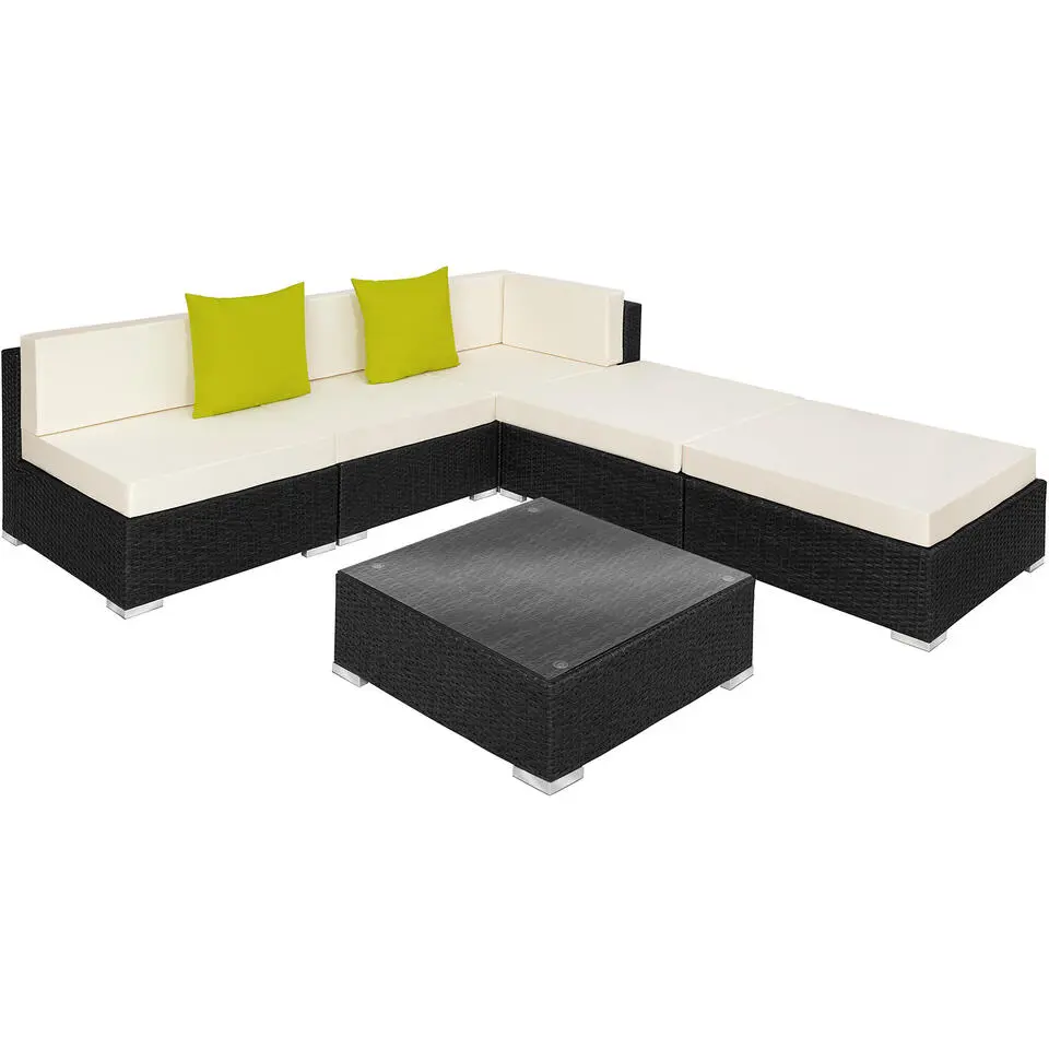 tectake - Loungeset Parijs - wicker - zwart