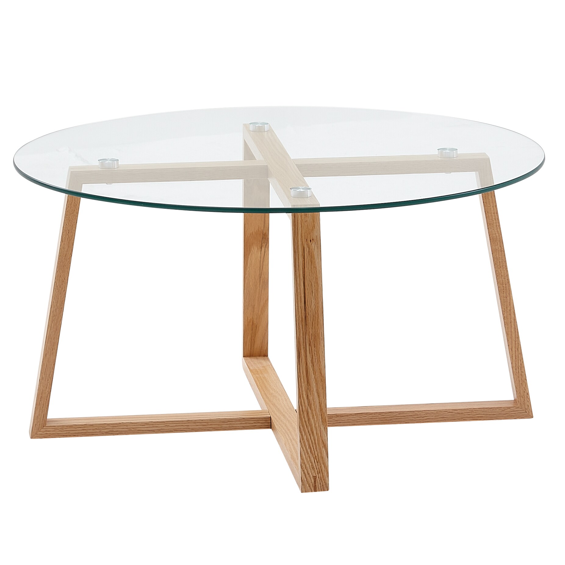 KADIMA DESIGN Couchtisch Eiche, Modern, Transparente Glasplatte, Überkreuztes Gestell