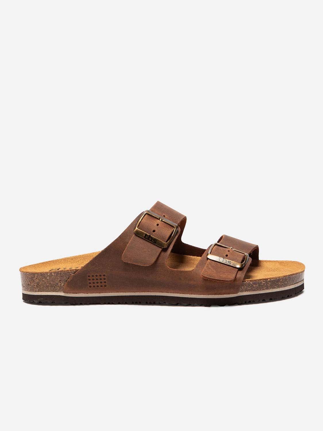 Mules Homme Confort Dessus Cuir Marron