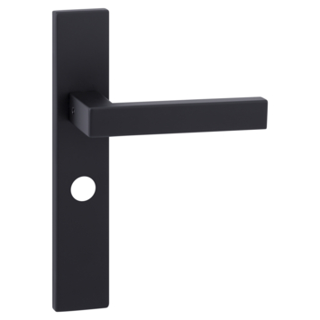 Karwei deurkruk set Chelsea recht schild vrij-bezet sluiting 63/8 mm zwart RVS