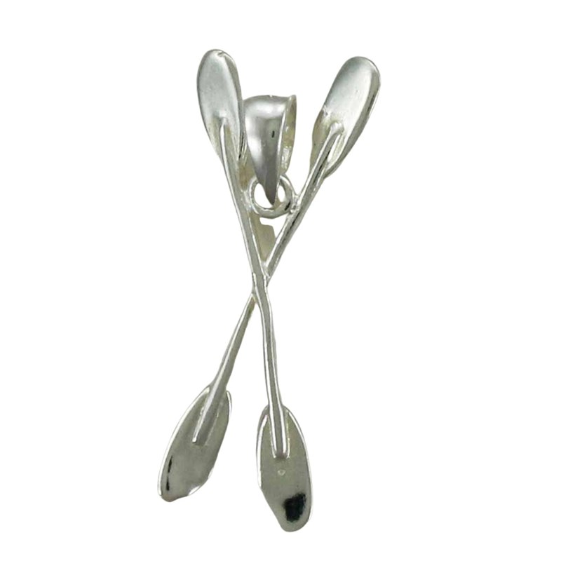 Pendentif paire de pagaie de canoé-kayak - Argent massif