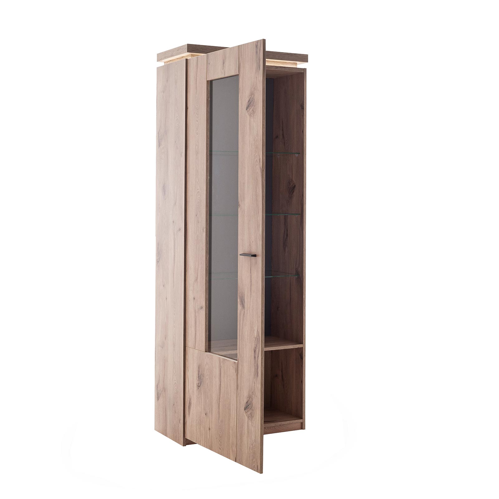 Standvitrine - Viking Oak - LED-Beleuchtung - 198 cm