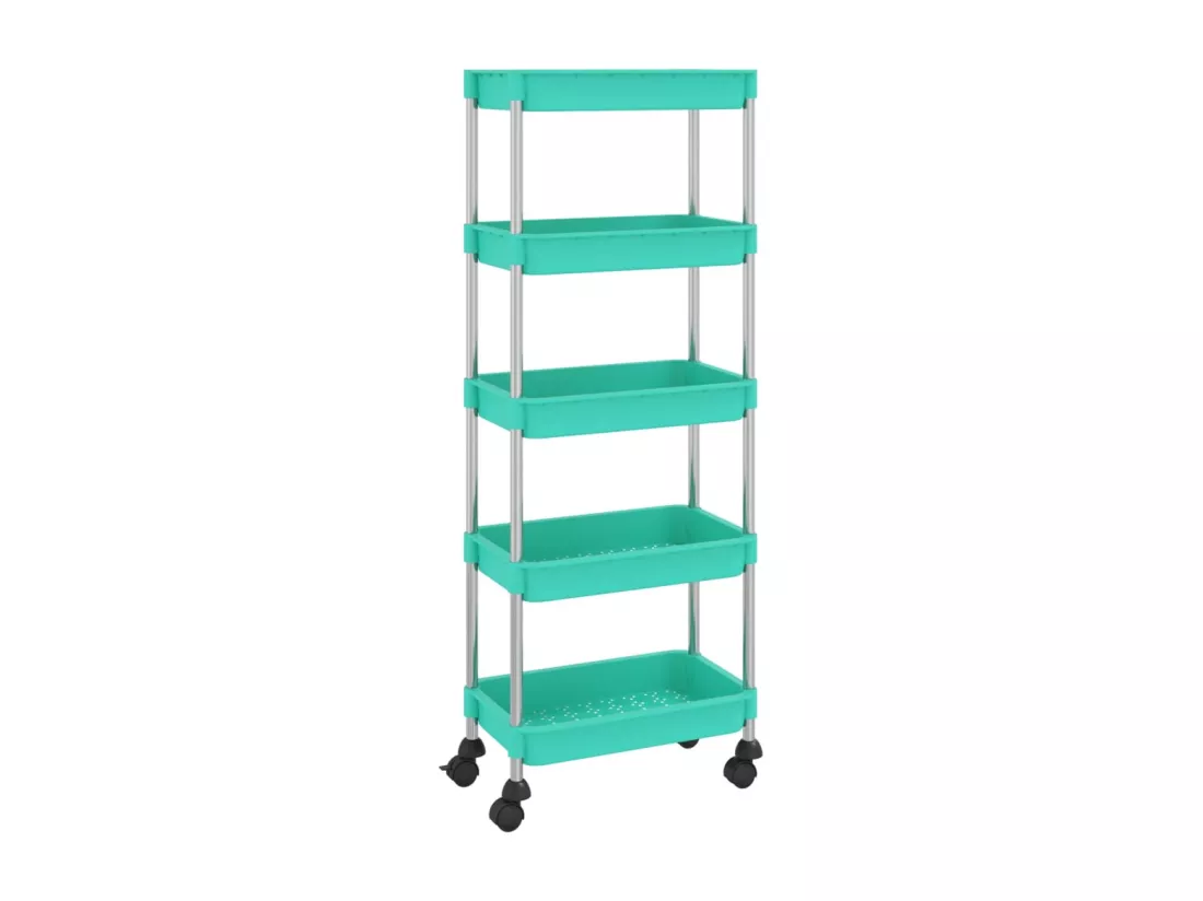 Chariot de cuisine 5 niveaux Turquoise 42x29x128 cm Fer et ABS
