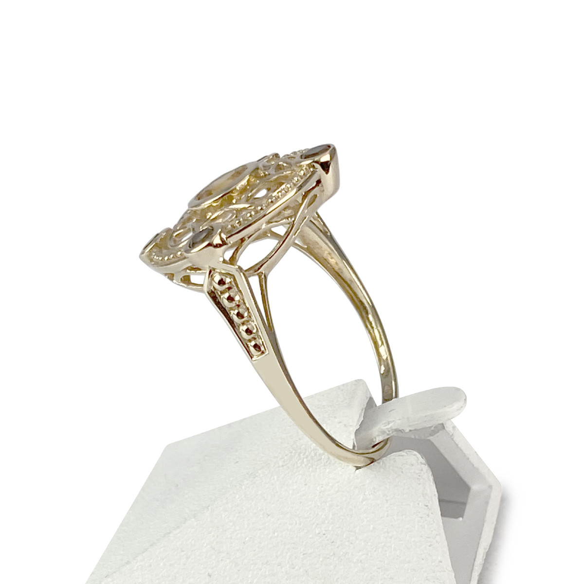 Bague d'occasion or 375 jaune citrine et quartz fumés