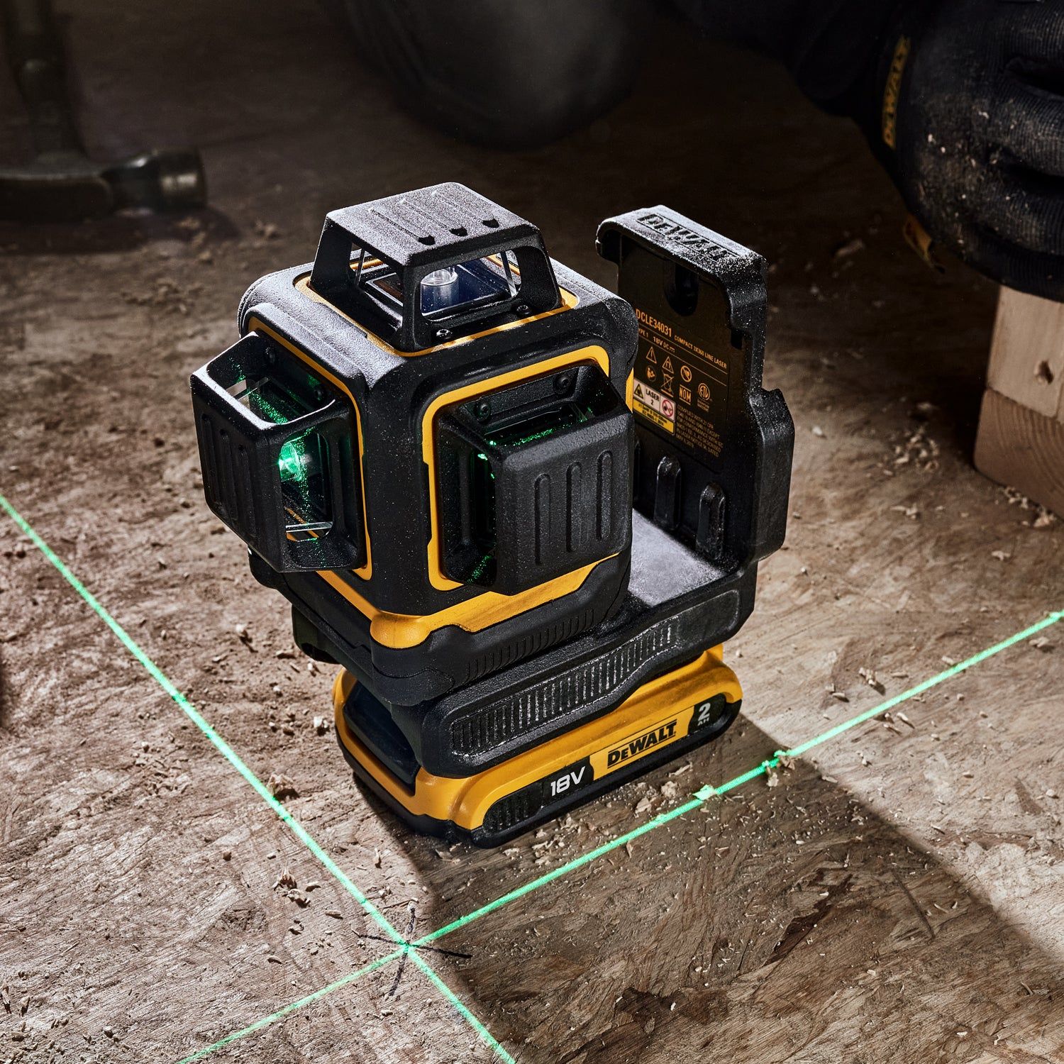 DeWALT DCLE34031N 3x360° Compacte kruislijnlaser groen 18V XR Basic Body in koffer