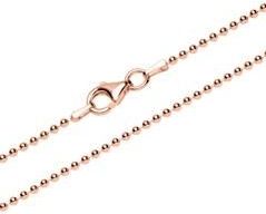 Kogelketting van 1,8 mm in sterling zilver, roségoud verguld