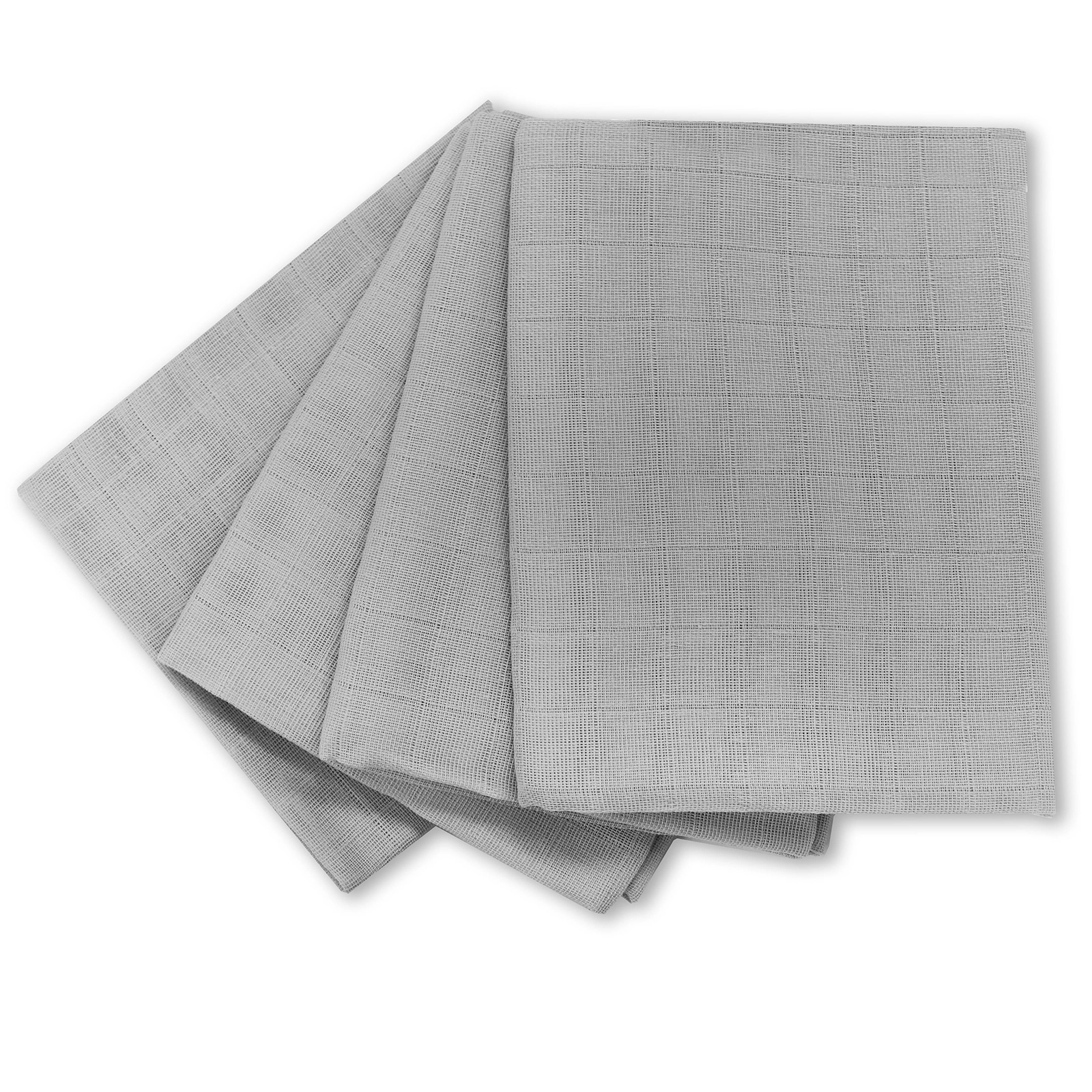4er-Pack Mullwindeln - grau - Baumwolle - 80x80 cm