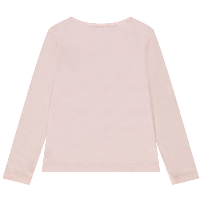 T-shirt manches longues print fantaisie et glitter pour fille - Rose