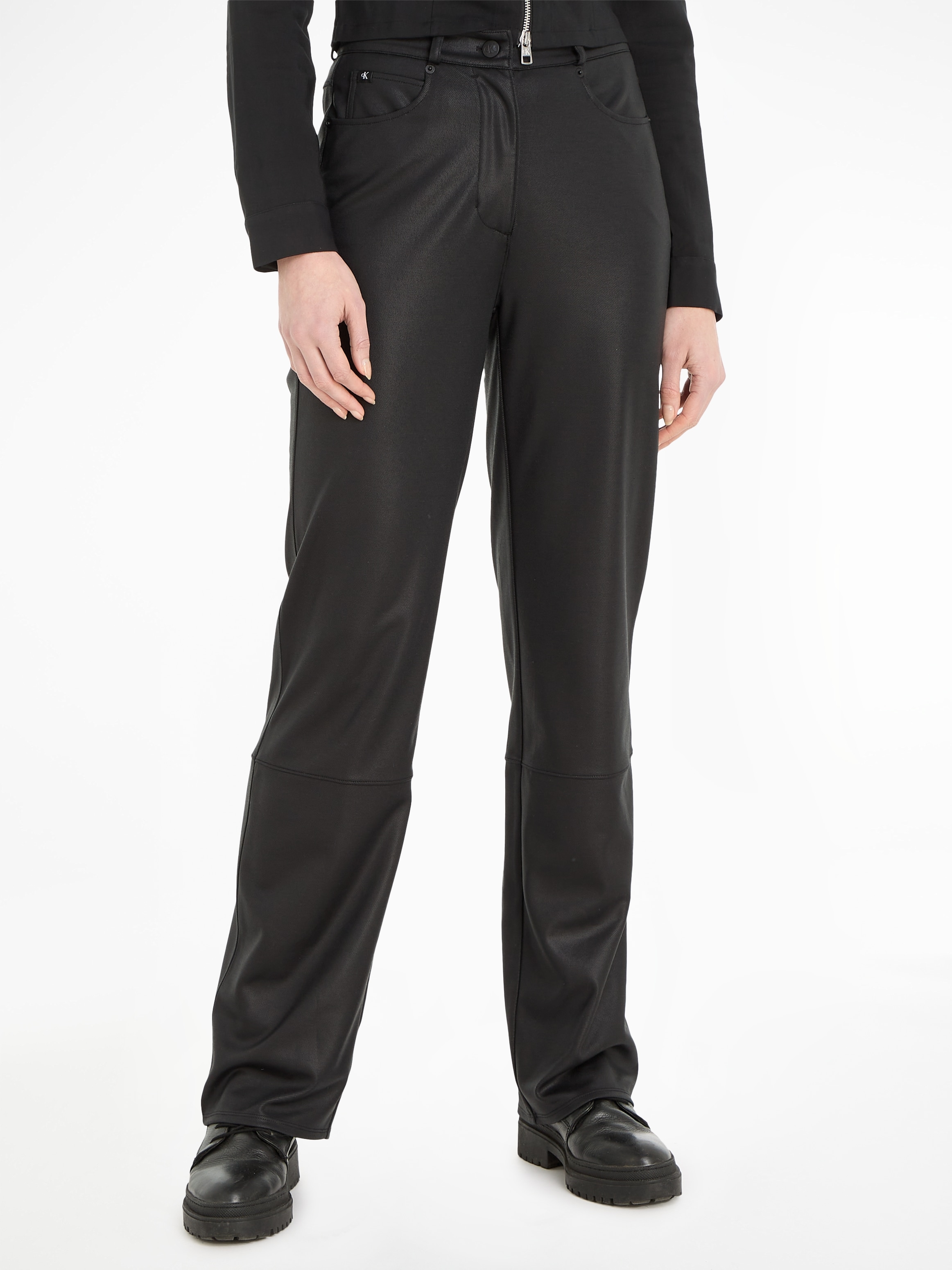 Calvin Klein Jeans Lederimitathose »COATED MILANO HR STRAIGHT«
