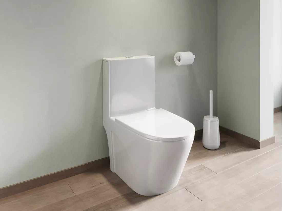 WC à poser blanc brillant en céramique - Evacuation horizontale - NAGILAM