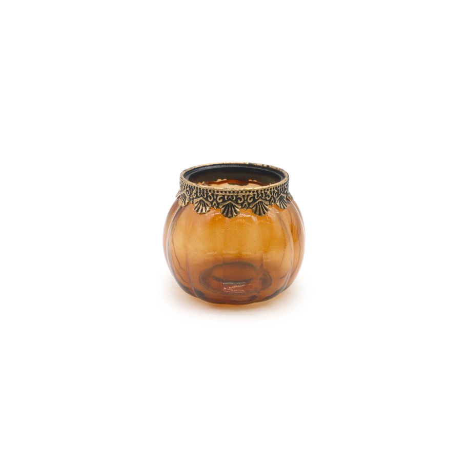 Glas-Windlicht orange, H 8 cm, Ø 10 cm von fischer's lagerhaus