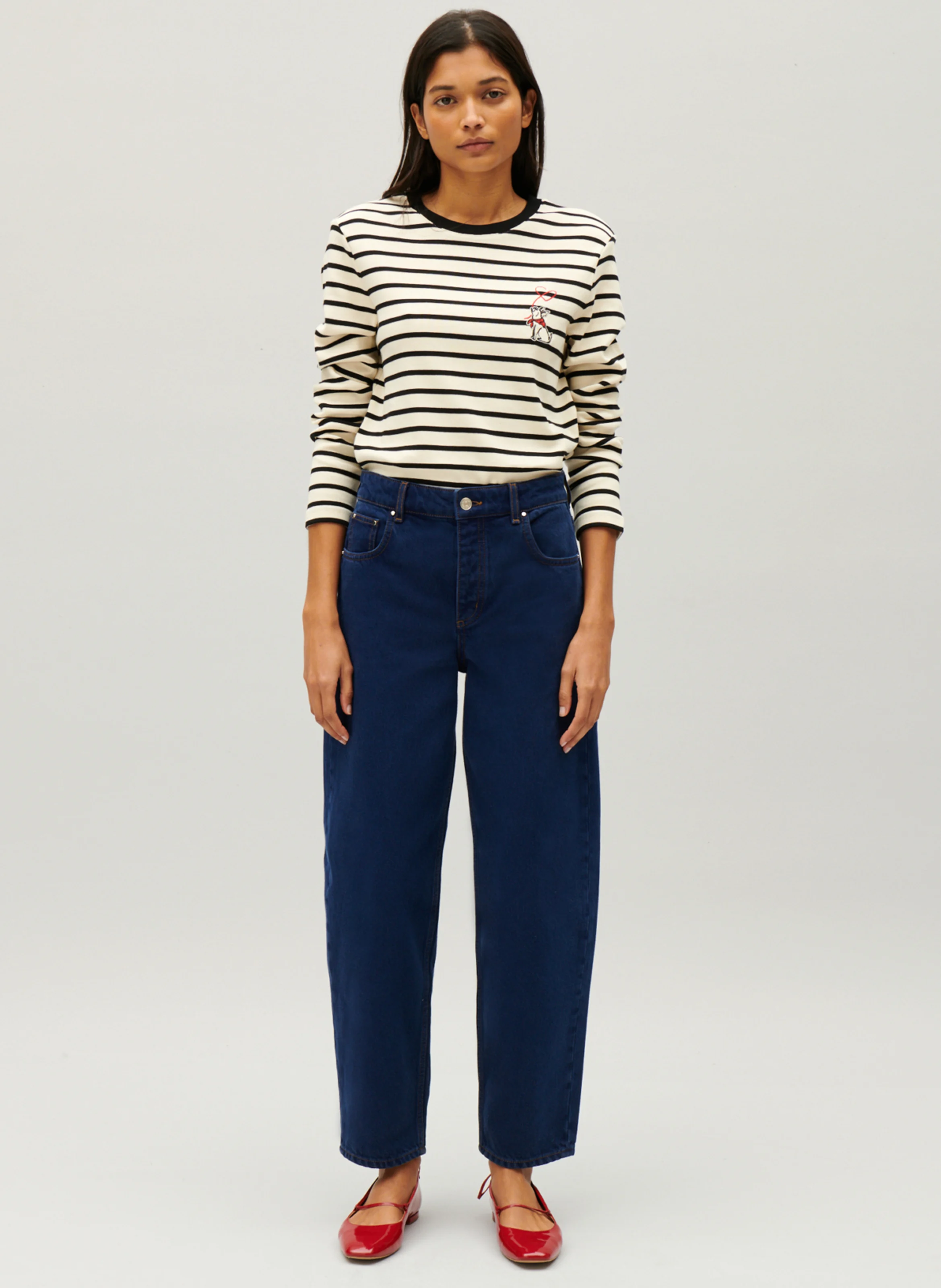 Tee-shirt manches longues rayé en coton | Multicolore