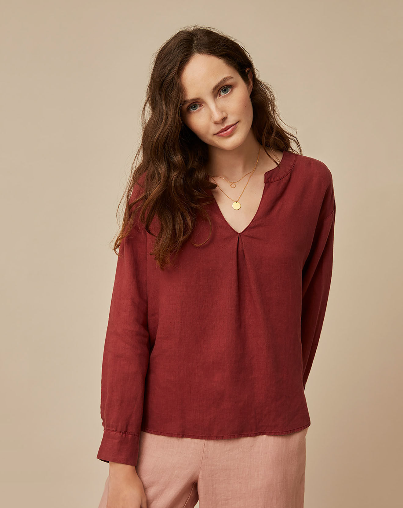 Harris Wilson Blouse 100% Lin Carmelle terracotta