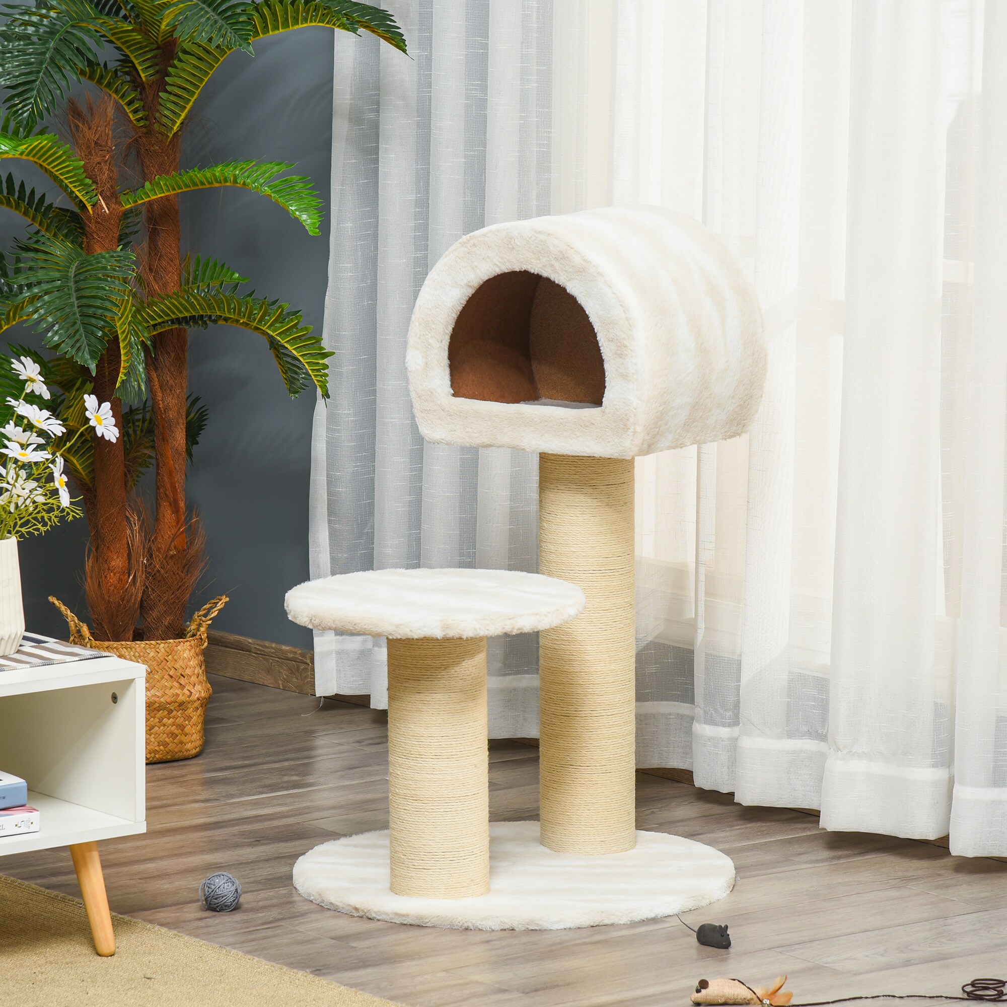 PawHut Kratzbaum mit Ball bunt 60L x 60B x 93H cm
