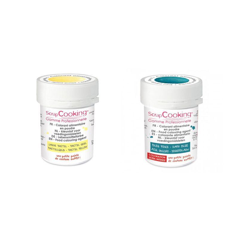 2 colorants alimentaires en poudre - bleu foncé-jaune pastel Scrapcook