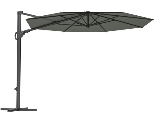 Soluna Orléans zweefparasol, Ø 300 cm, rond, donkergrijs, inclusief kruisvoet.