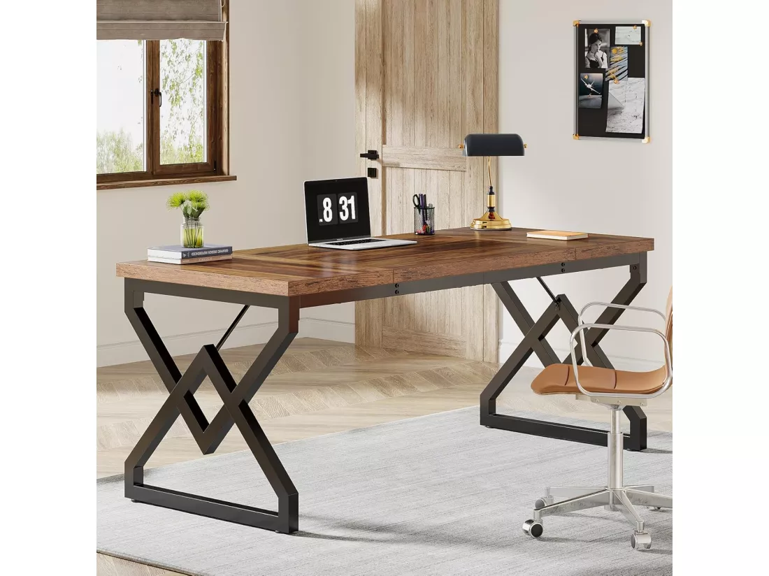 160 x 70 x 75 cm Grande Table d'ordinateur de Bureau，Poste de Travail, Bureau de Direction pour Bureau à Domicile