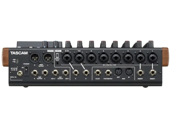 Tascam Model 12, 12 kanaler, Bluetooth, 16 W, Sort, Træ