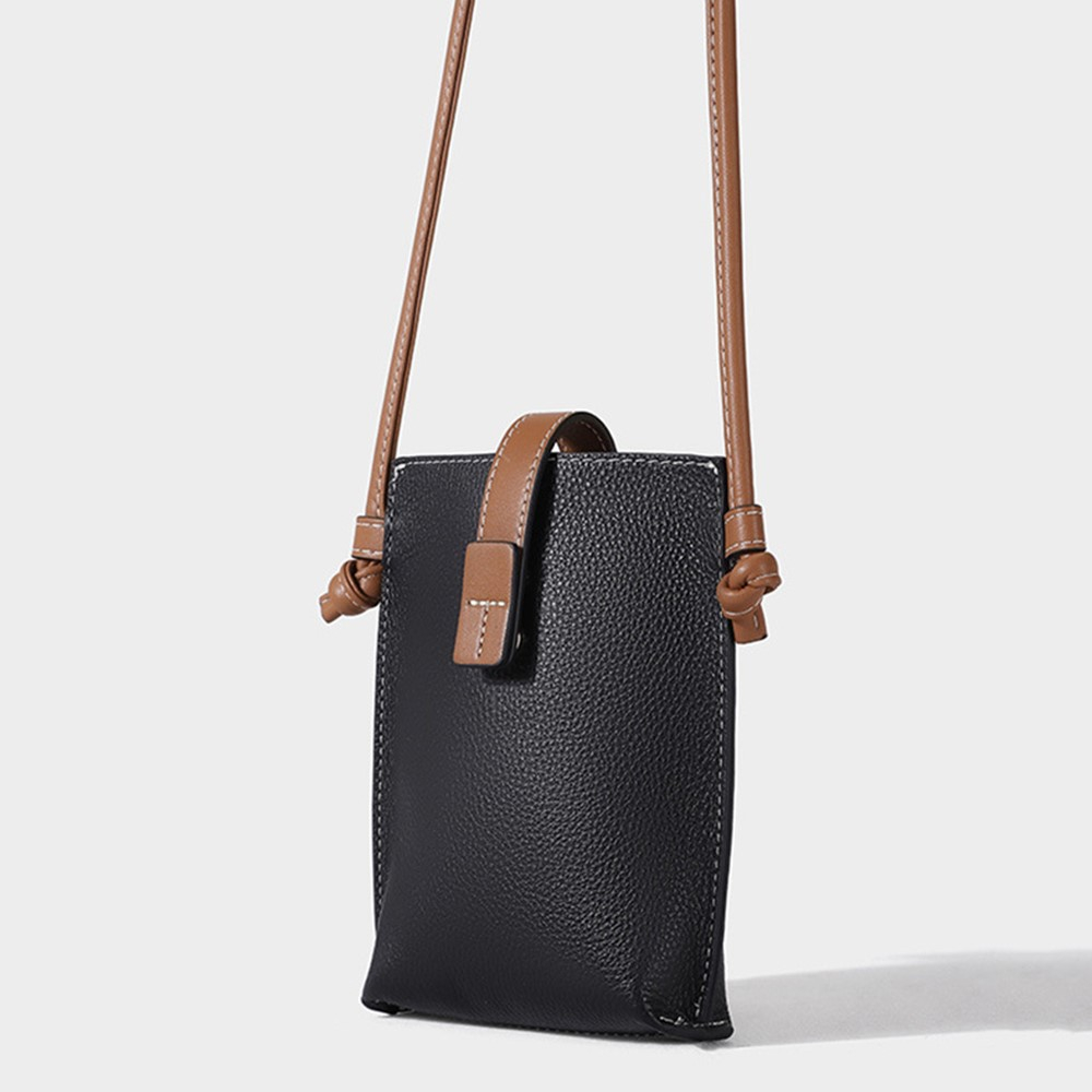 (17.5x12.5x4.5cm) Universal Handy Leder Umhängetasche Portemonnaie Fashion Crossbody Bag - Braun
