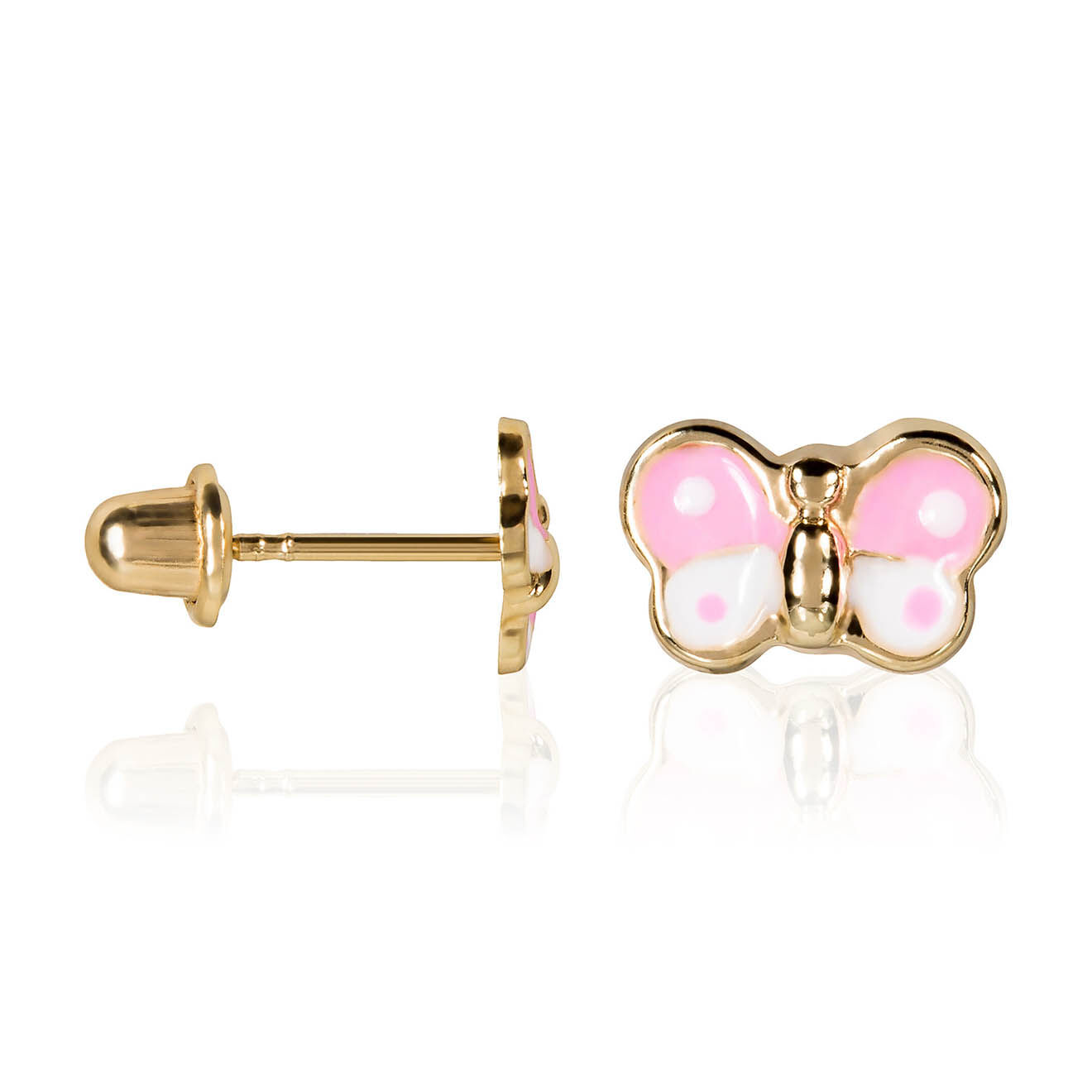 Instant d'Or Boucles d'oreilles enfant Papillon rose or jaune