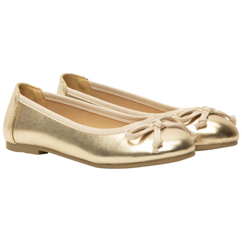 Ballerines dorées effet métallisé avec nœud pour fille - Jaune