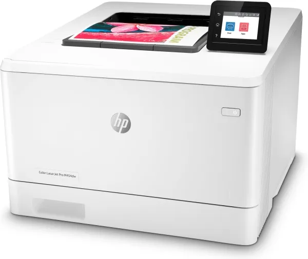 HP Color LaserJet Pro M454dw - Printer - farve - Duplex - laser - A4/Legal - 38.400 x 600 dpi - op til 27 spm (mono) / op til 27 spm (farve) - kapacitet: 300 ark - USB 2.0, Gigabit LAN, Wi-Fi(n), USB vært