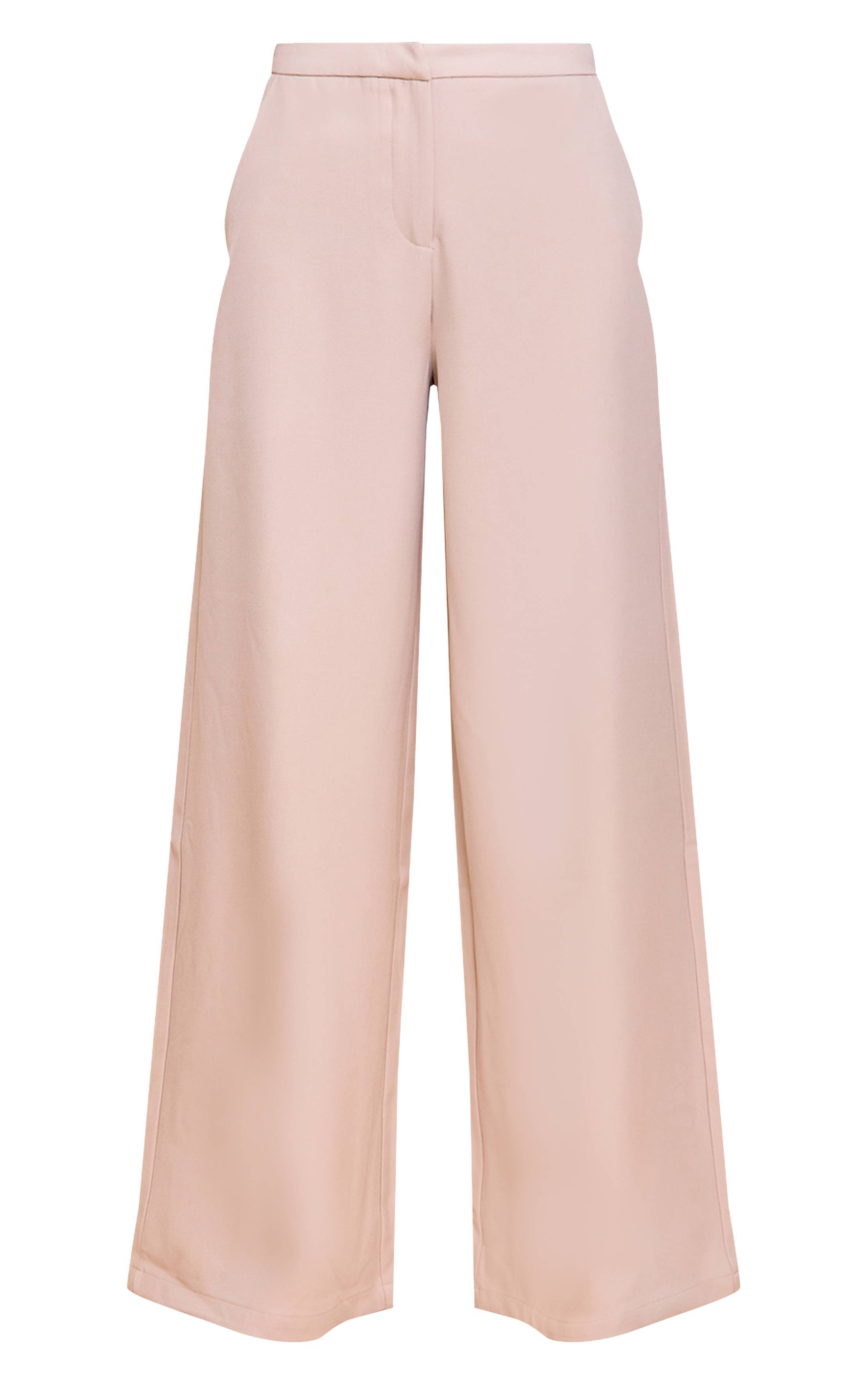 Gris Argile Pantalon Large Tissé À Jambes Ultra Larges Plissé Taille Mi-haute