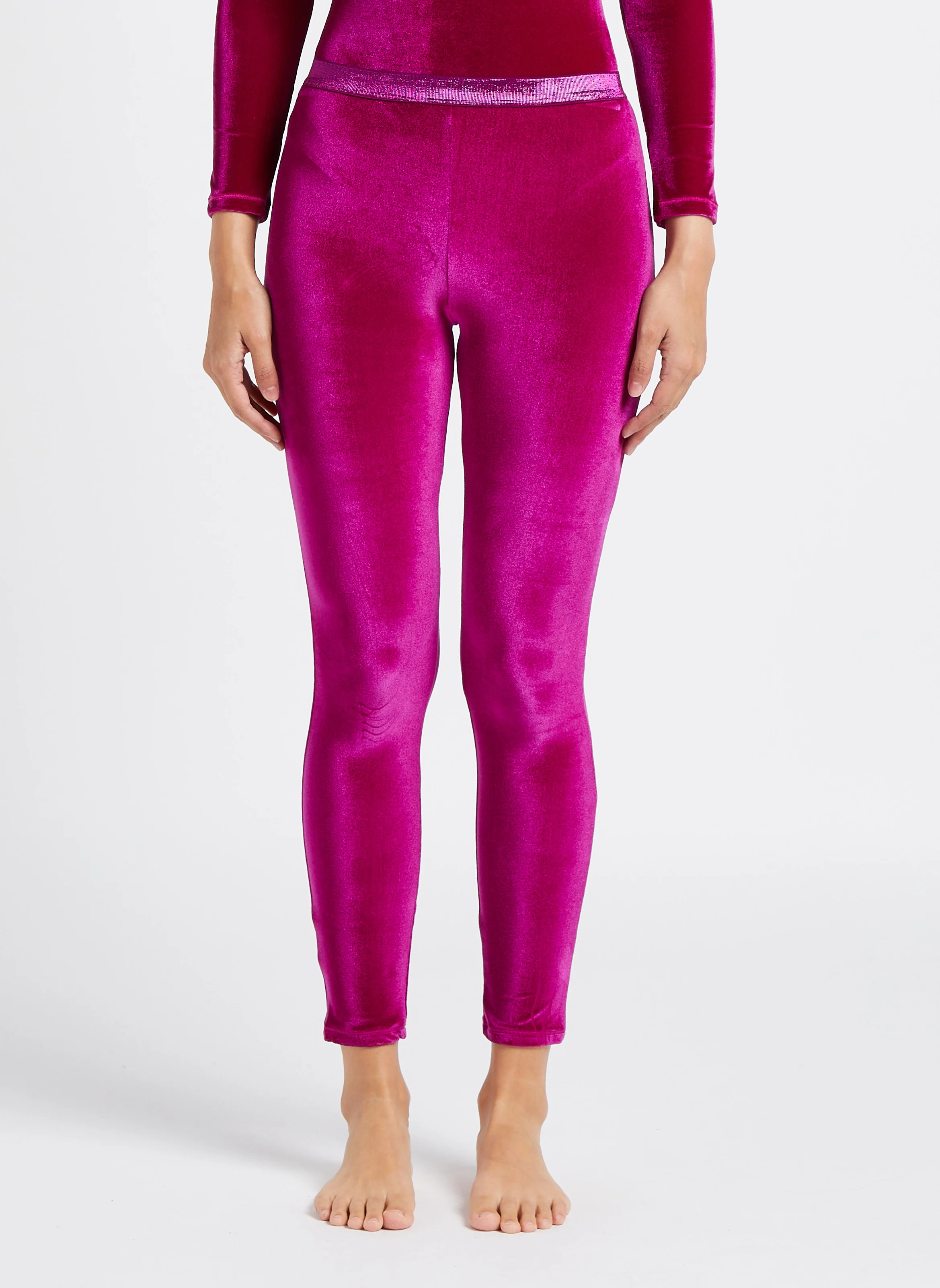 GARY - Legging taille haute en velours| Rose