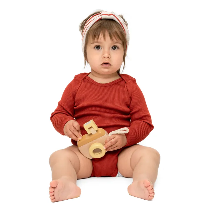 Minimalisma Headband Rayé en Soie Bi | Rouge