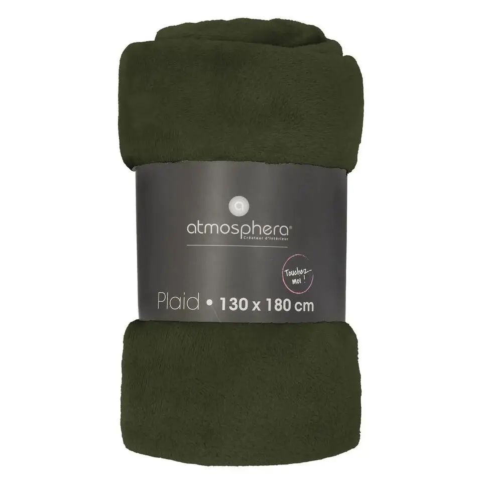 Atmosphera Plaid deken - olijfgroen - polyester - 130 x 180 cm