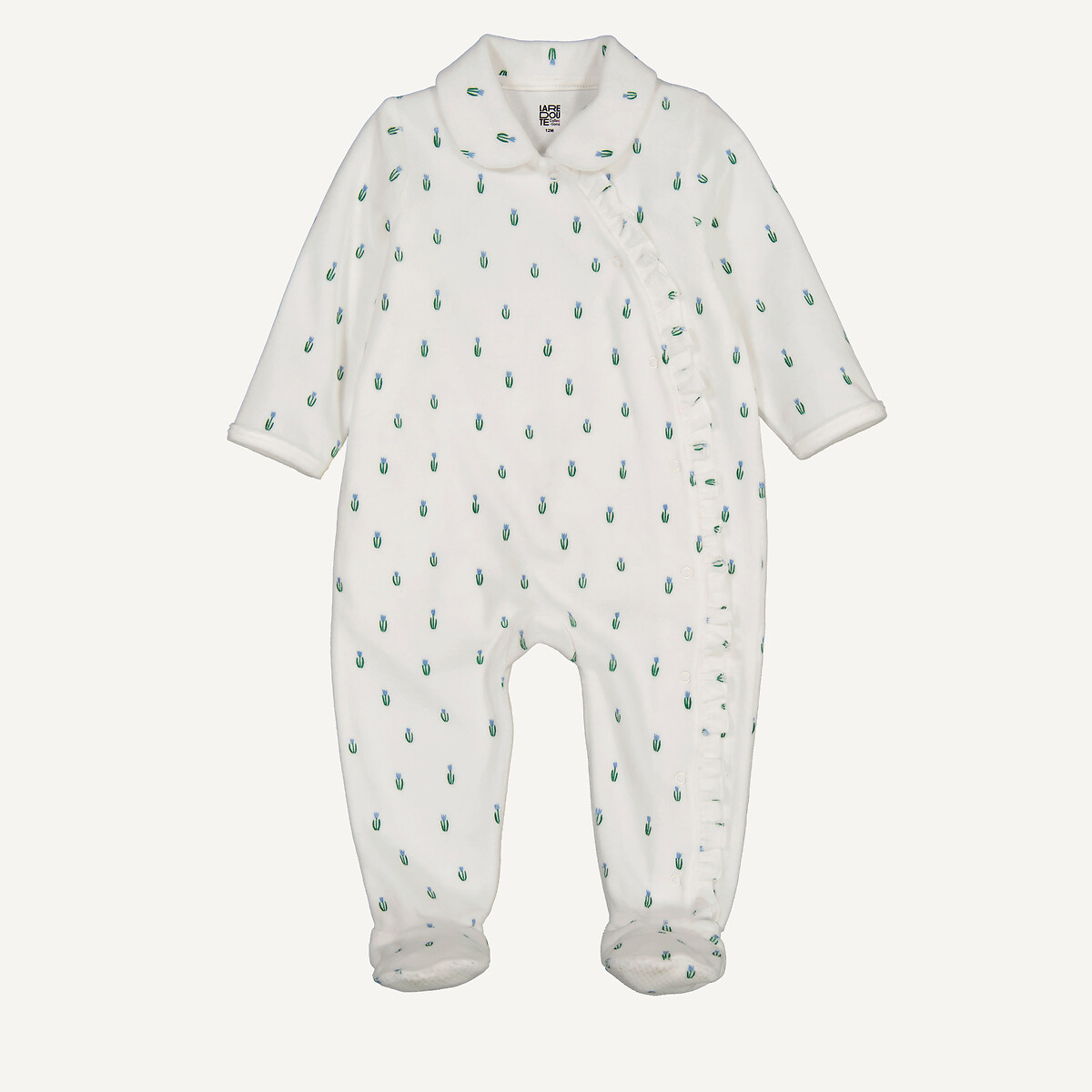 COLEÇÕES LA REDOUTE<br>Pijama de veludo de uma peça, estampa floral