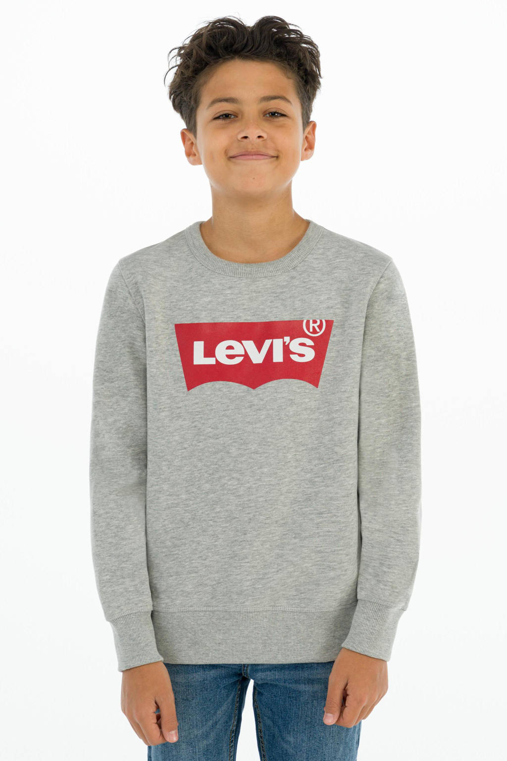 Levi's sweater Batwing met logo grijs melange