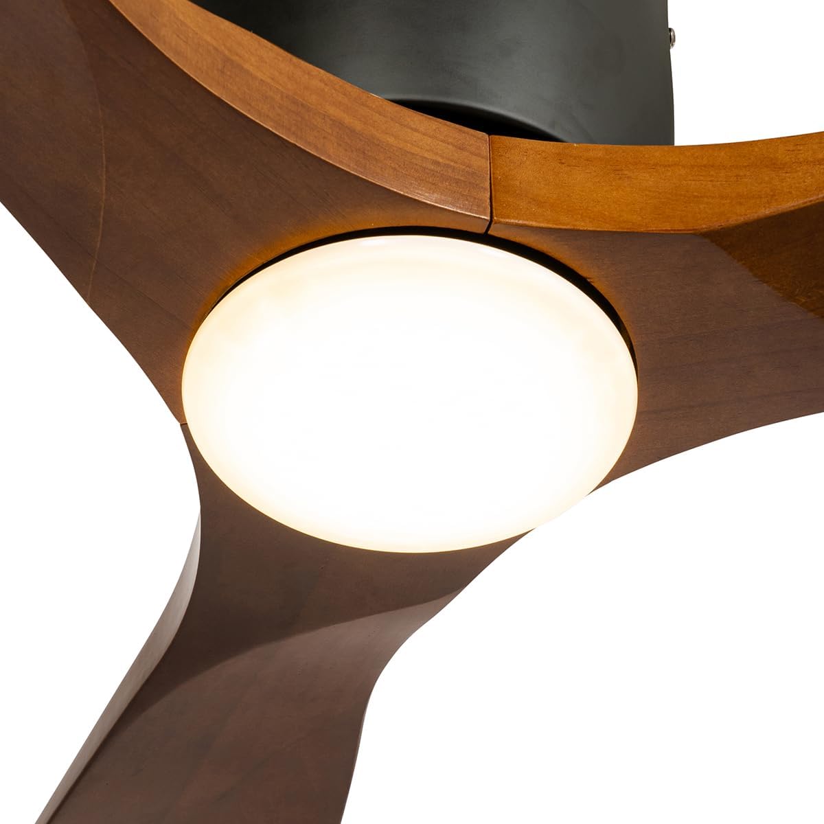 QAZQA - Modern Deckenventilator mit beleuchtung schwarz mit Holz 131,5 cm inkl. LED Dimmbar mit Fernbedienung - Jerri Dimmer I Dimmbar I Wohnzimmer I Schlafzimmer - Stahl Rund - I (nicht austauschbare