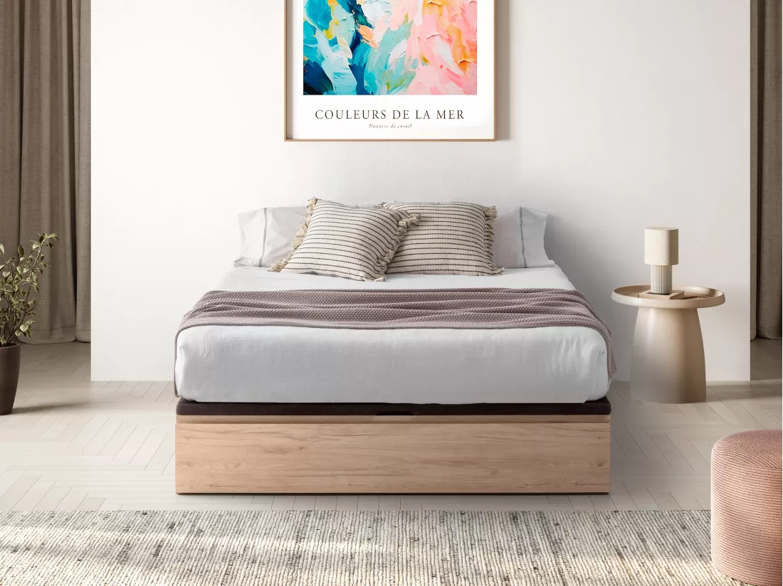 Sommier coffre avec tiroir 160 x 200 cm - Naturel clair - HESTIA de YSMÉE