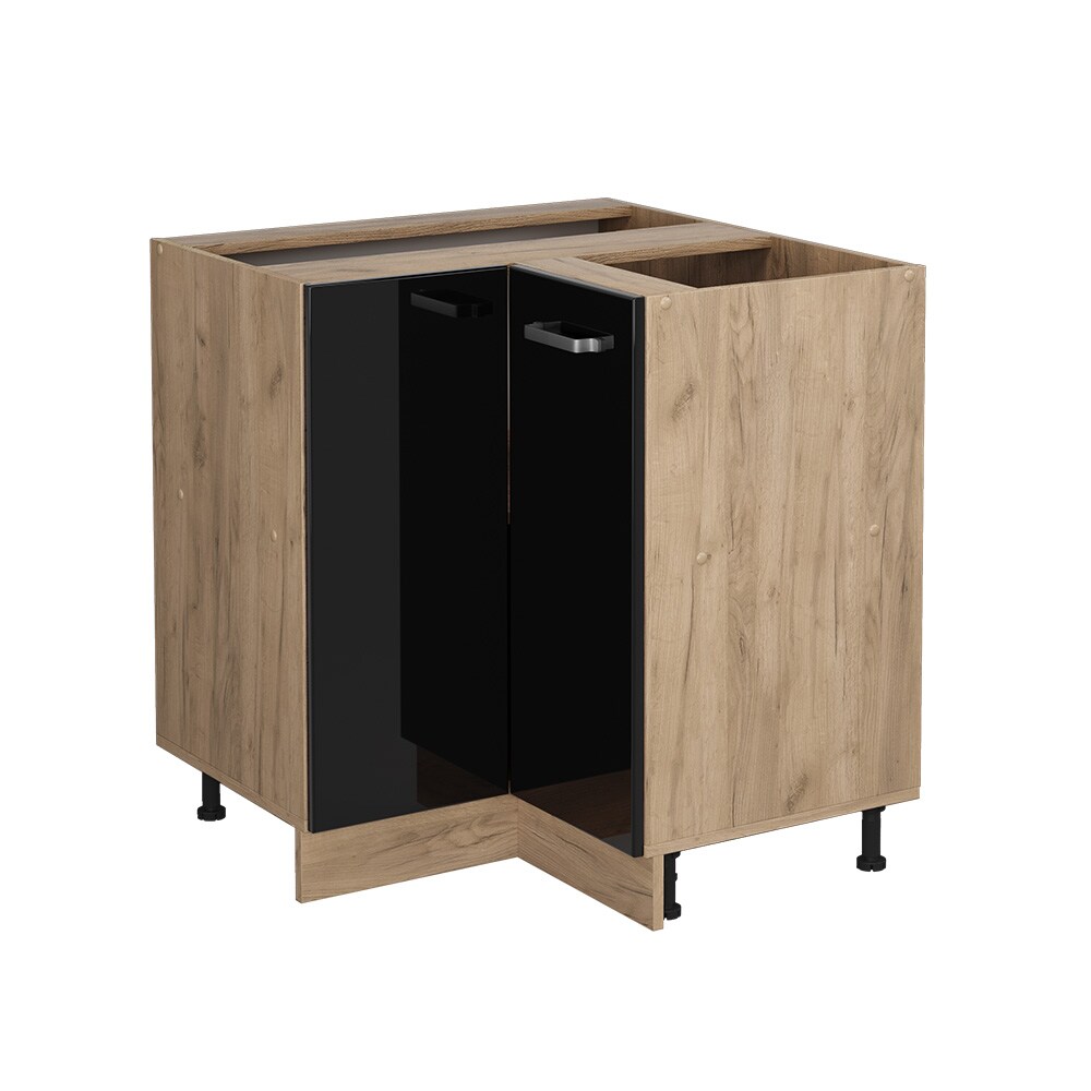 Vicco Eckunterschrank Küchenschrank R-Line Solid Eiche Blau Grau 87 cm modern