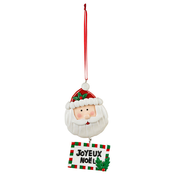Figurine père noël à suspendre avec pancarte H 10 cm