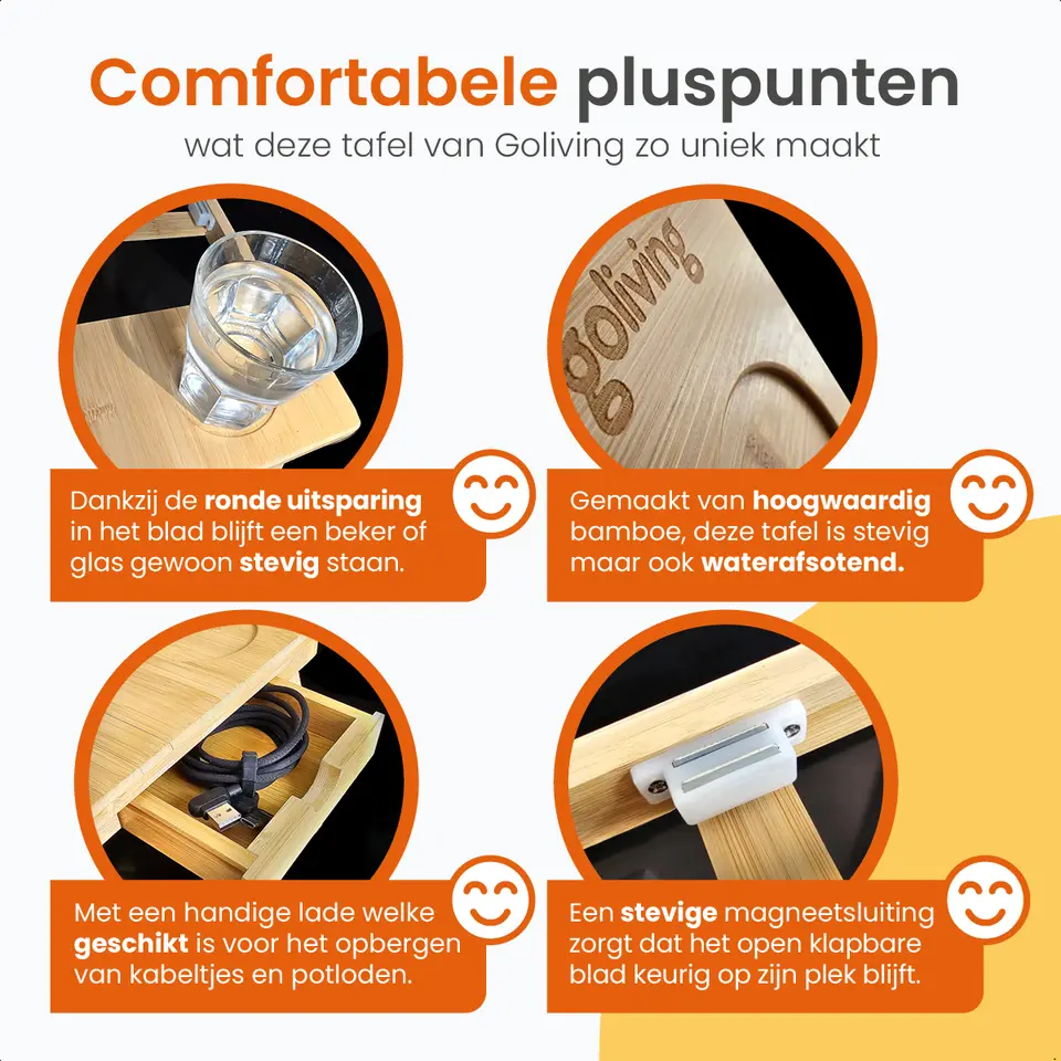 Goliving Laptoptafel - Uitklapbaar 39 cm - Ergonomisch - Laptopstandaard