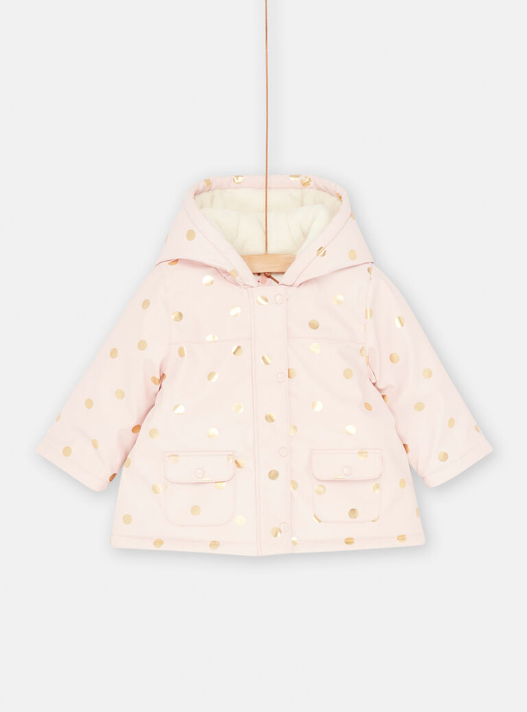 Imperméable rose dragé à imprimé à pois bébé fille