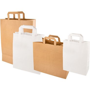 Sac en papier kraft avec poignées de transport - Lot de 50