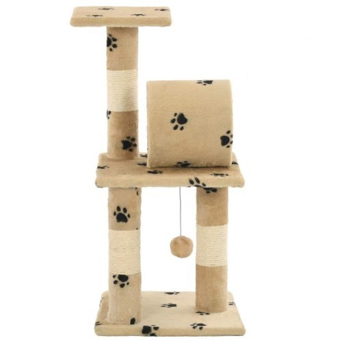 Arranhador para Gatos vidaXL, Bege, com Estampa de Patinhas